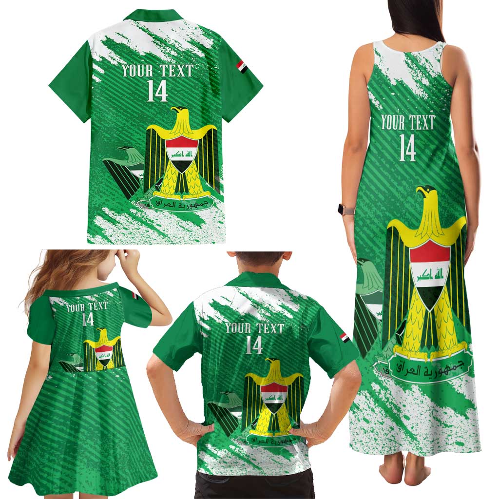 Iraq Football Custom Family Matching Tank Maxi Dress and Hawaiian Shirt Come On Lions of Mesopotamia