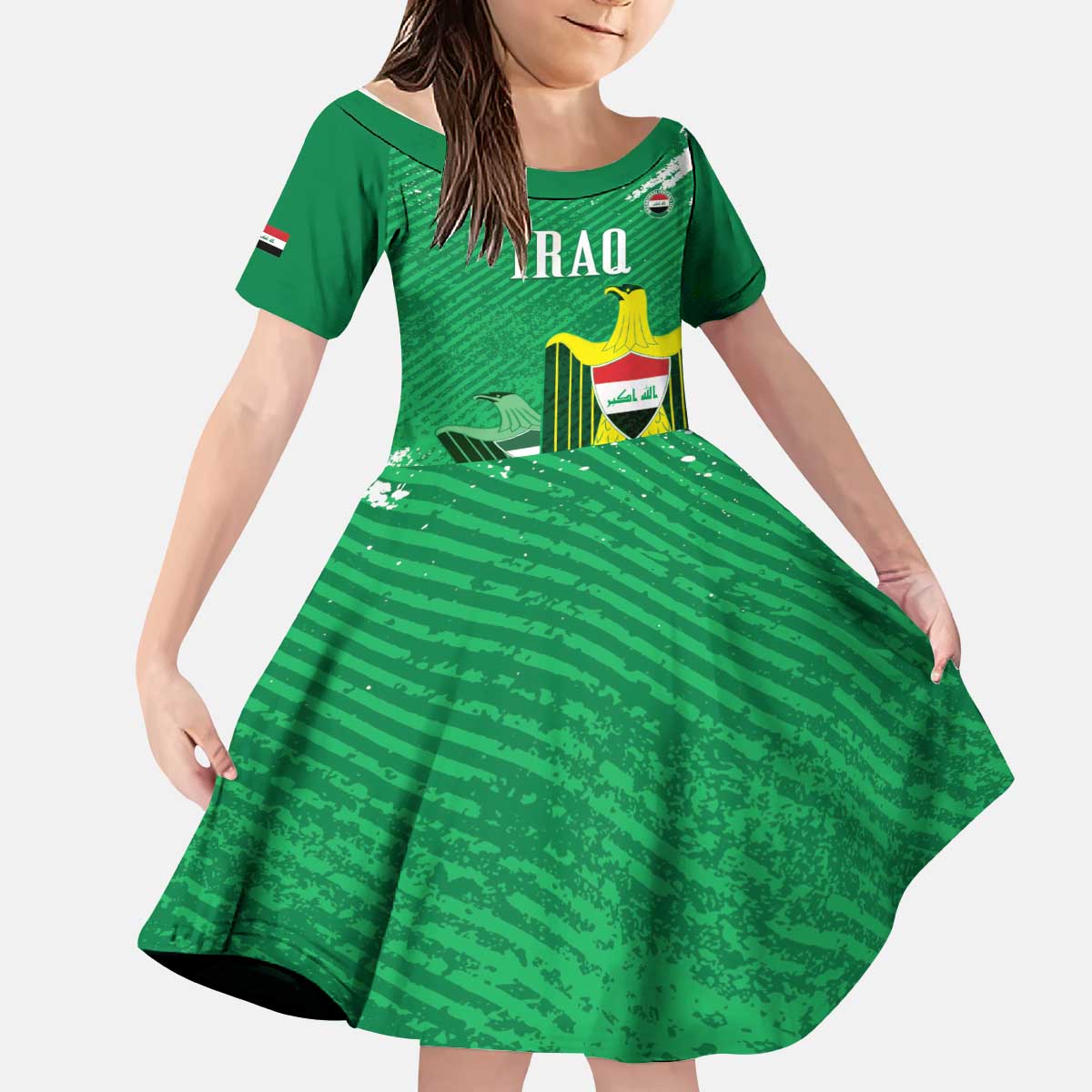 Iraq Football Custom Kid Short Sleeve Dress Come On Lions of Mesopotamia
