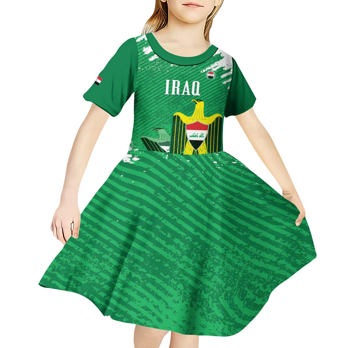 Iraq Football Custom Kid Short Sleeve Dress Come On Lions of Mesopotamia