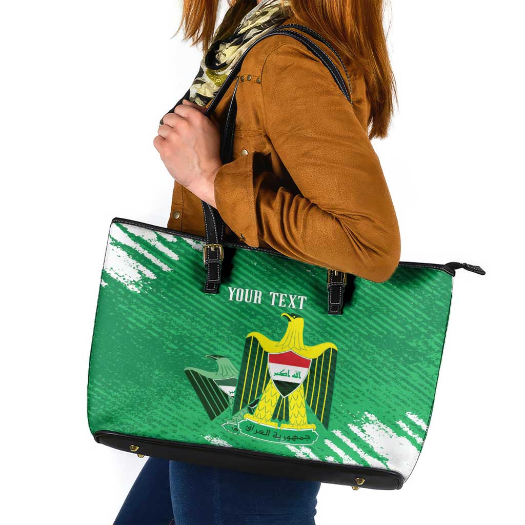 Iraq Football Custom Leather Tote Bag Come On Lions of Mesopotamia