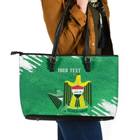 Iraq Football Custom Leather Tote Bag Come On Lions of Mesopotamia