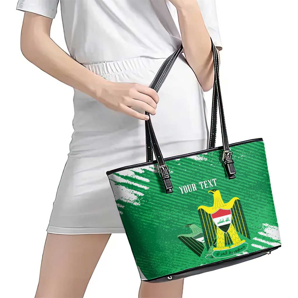 Iraq Football Custom Leather Tote Bag Come On Lions of Mesopotamia