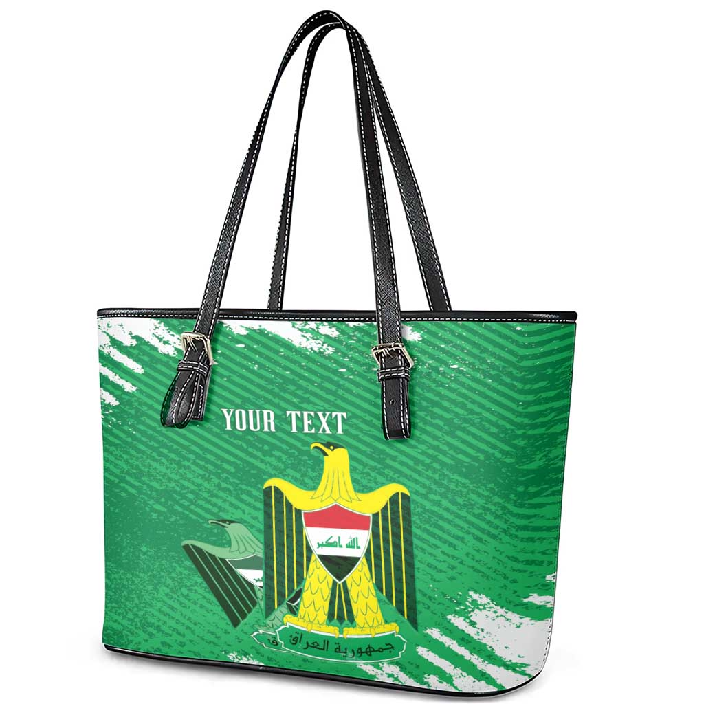 Iraq Football Custom Leather Tote Bag Come On Lions of Mesopotamia