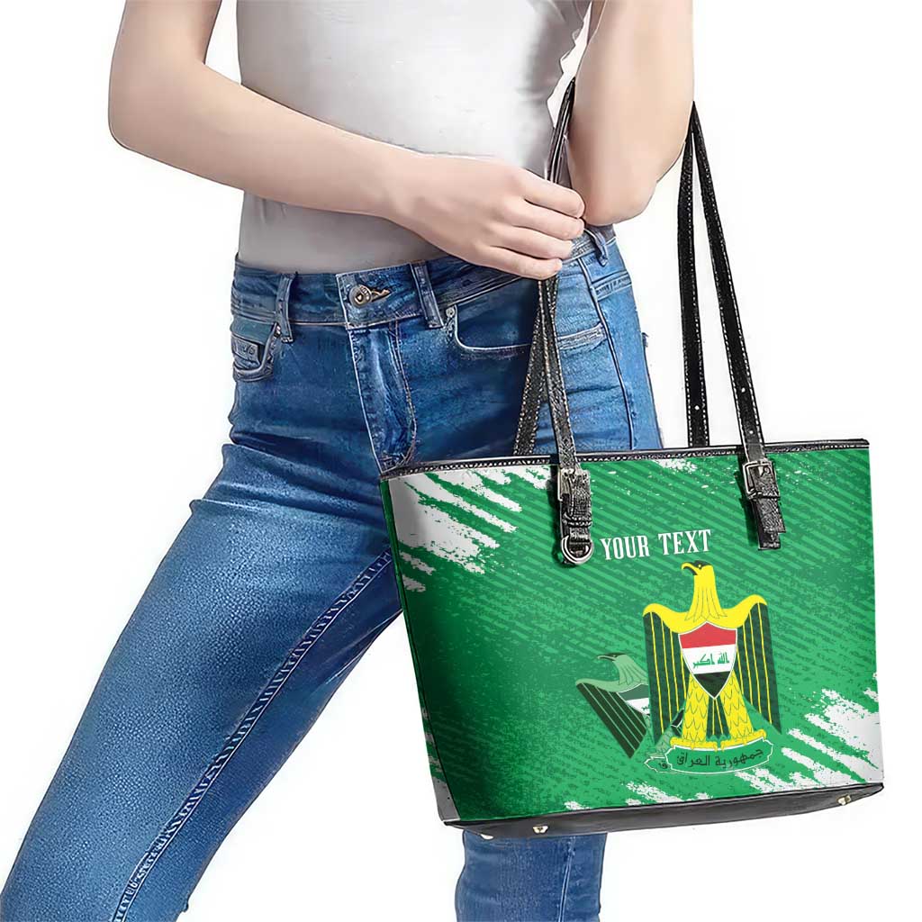 Iraq Football Custom Leather Tote Bag Come On Lions of Mesopotamia