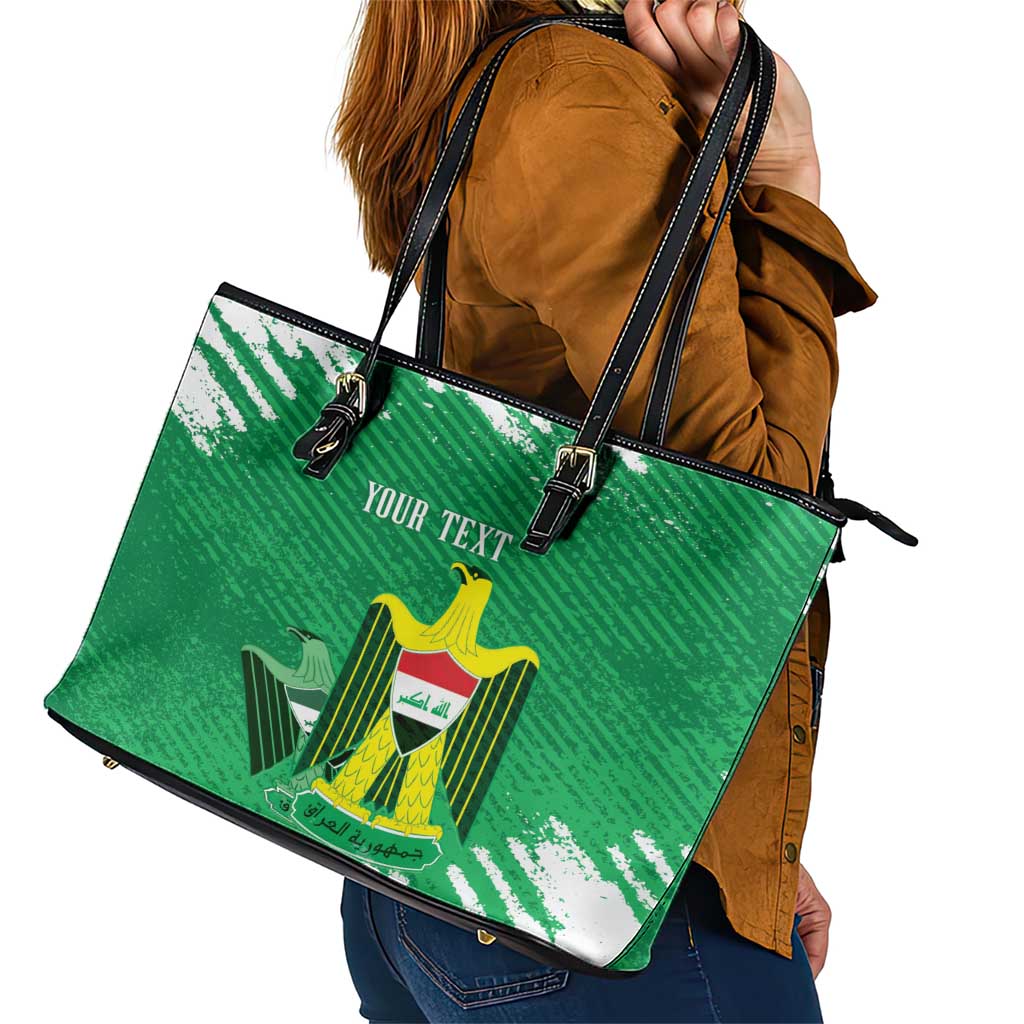 Iraq Football Custom Leather Tote Bag Come On Lions of Mesopotamia