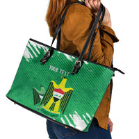 Iraq Football Custom Leather Tote Bag Come On Lions of Mesopotamia