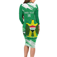 Iraq Football Custom Long Sleeve Bodycon Dress Come On Lions of Mesopotamia