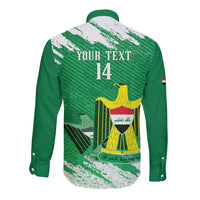 Iraq Football Custom Long Sleeve Button Shirt Come On Lions of Mesopotamia