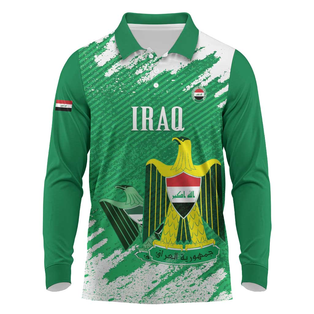 Iraq Football Custom Long Sleeve Polo Shirt Come On Lions of Mesopotamia