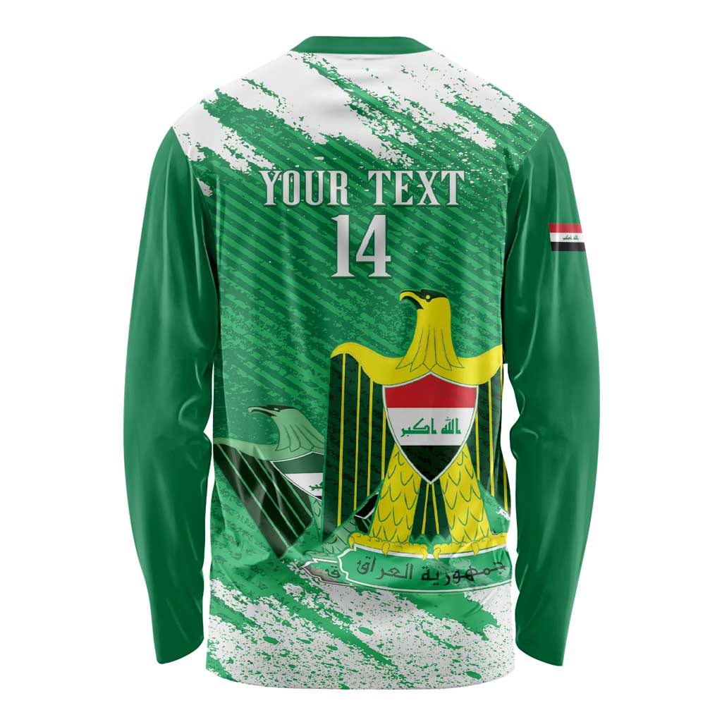 Iraq Football Custom Long Sleeve Shirt Come On Lions of Mesopotamia