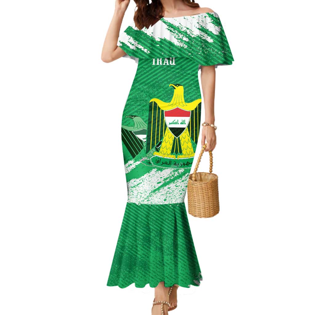 Iraq Football Custom Mermaid Dress Come On Lions of Mesopotamia