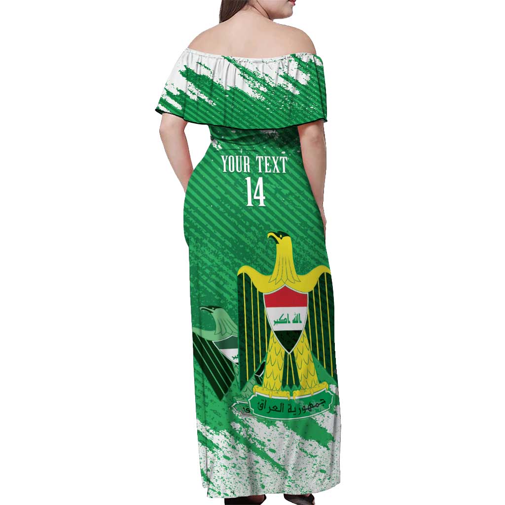 Iraq Football Custom Off Shoulder Maxi Dress Come On Lions of Mesopotamia