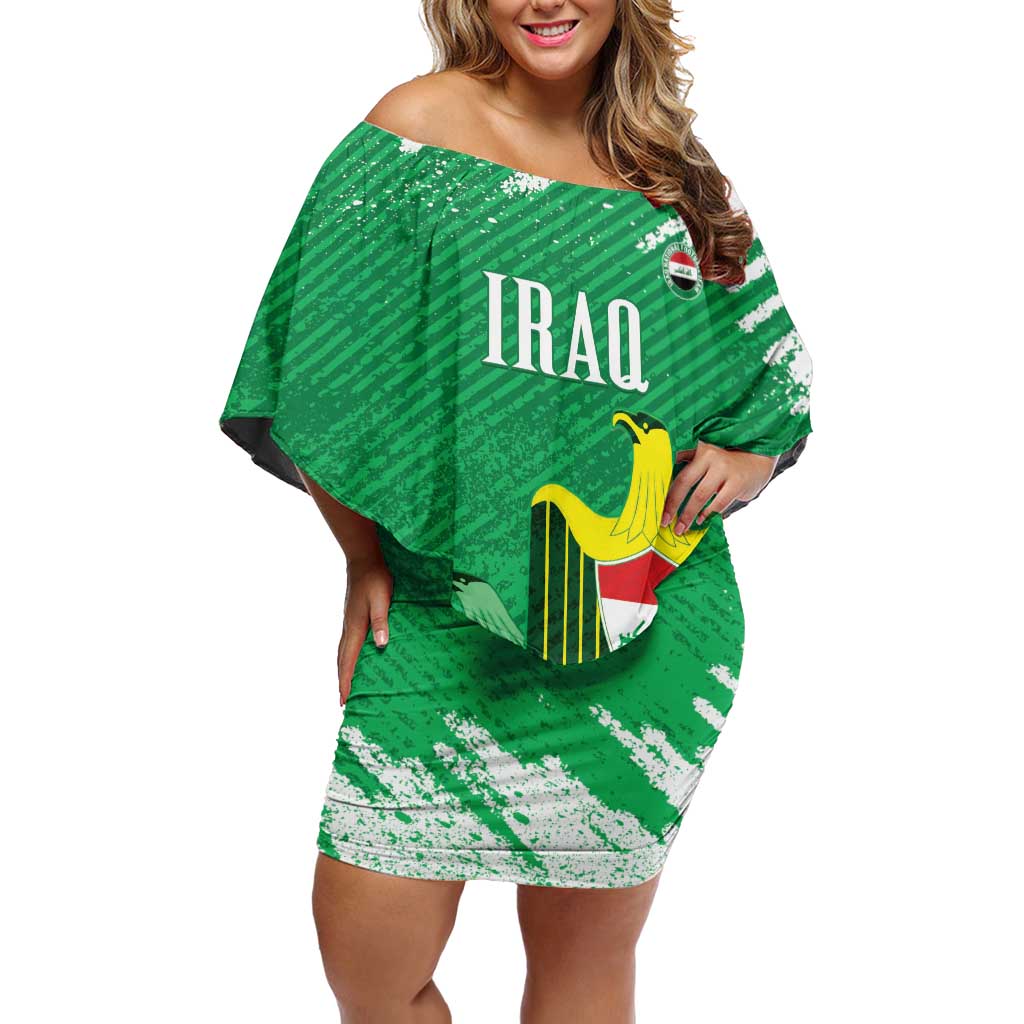 Iraq Football Custom Off Shoulder Short Dress Come On Lions of Mesopotamia
