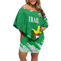 Iraq Football Custom Off Shoulder Short Dress Come On Lions of Mesopotamia