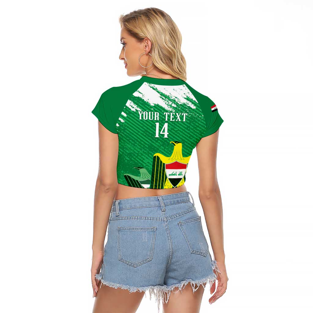 Iraq Football Custom Raglan Cropped T Shirt Come On Lions of Mesopotamia