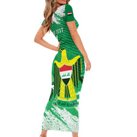 Iraq Football Custom Short Sleeve Bodycon Dress Come On Lions of Mesopotamia