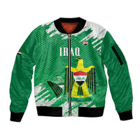 Iraq Football Custom Sleeve Zip Bomber Jacket Come On Lions of Mesopotamia