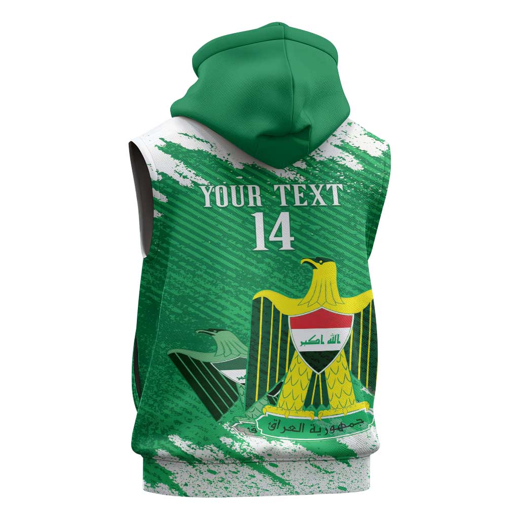 Iraq Football Custom Sleeveless Hoodie Come On Lions of Mesopotamia