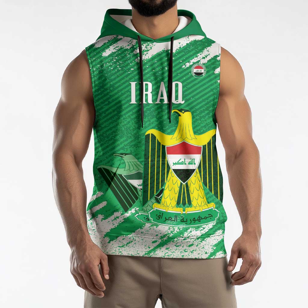 Iraq Football Custom Sleeveless Hoodie Come On Lions of Mesopotamia