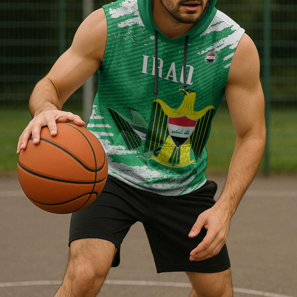 Iraq Football Custom Sleeveless Hoodie Come On Lions of Mesopotamia
