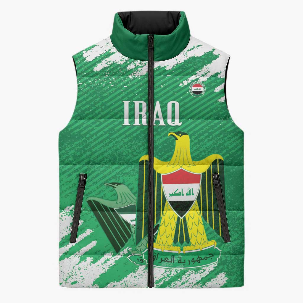 Iraq Football Custom Sleeveless Puffer Jacket Come On Lions of Mesopotamia