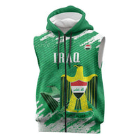 Iraq Football Custom Sleeveless Zip Hoodie Come On Lions of Mesopotamia