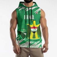 Iraq Football Custom Sleeveless Zip Hoodie Come On Lions of Mesopotamia