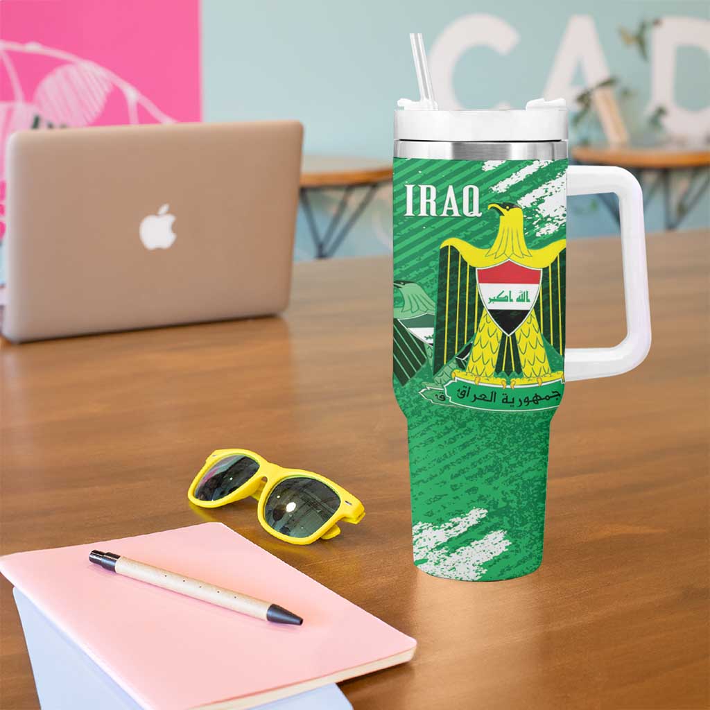 Iraq Football Custom Tumbler With Handle Come On Lions of Mesopotamia