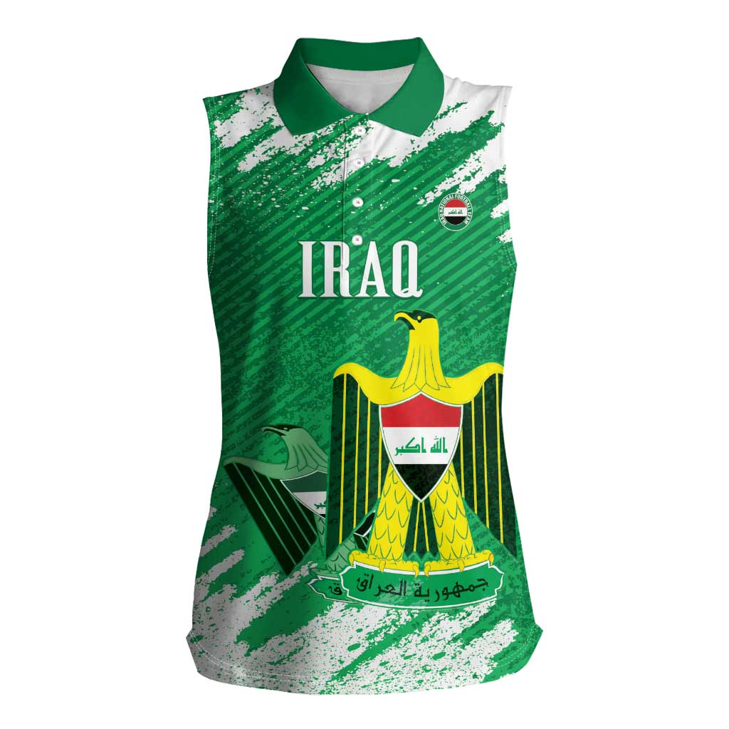 Iraq Football Custom Women Sleeveless Polo Shirt Come On Lions of Mesopotamia