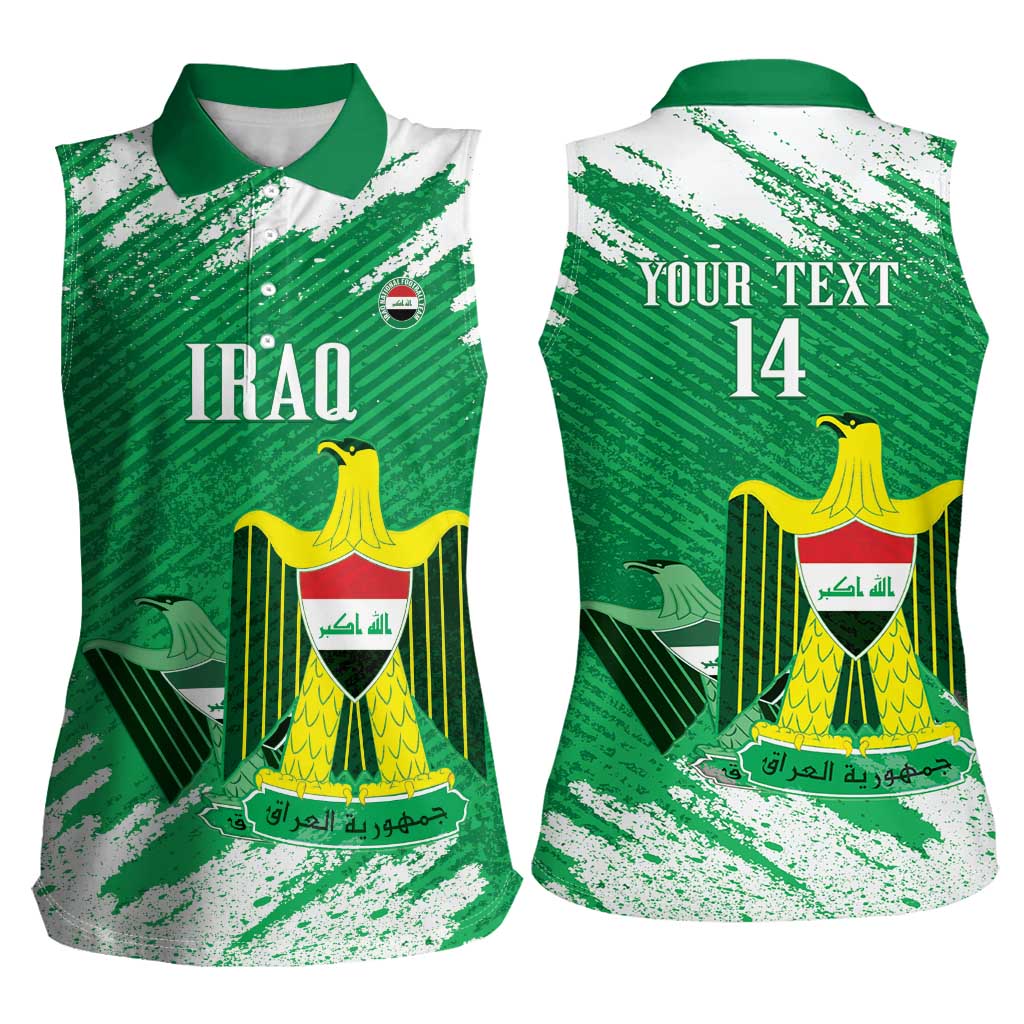 Iraq Football Custom Women Sleeveless Polo Shirt Come On Lions of Mesopotamia