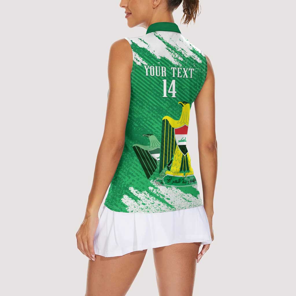 Iraq Football Custom Women Sleeveless Polo Shirt Come On Lions of Mesopotamia