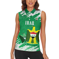 Iraq Football Custom Women Sleeveless Polo Shirt Come On Lions of Mesopotamia
