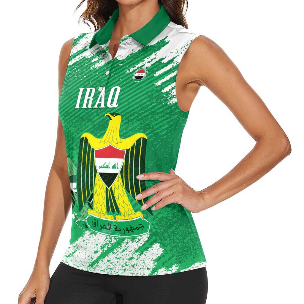 Iraq Football Custom Women Sleeveless Polo Shirt Come On Lions of Mesopotamia
