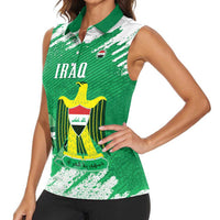 Iraq Football Custom Women Sleeveless Polo Shirt Come On Lions of Mesopotamia
