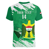 Iraq Football Custom Women V-Neck T-Shirt Come On Lions of Mesopotamia