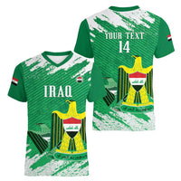 Iraq Football Custom Women V-Neck T-Shirt Come On Lions of Mesopotamia