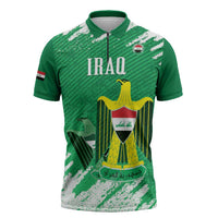 Iraq Football Custom Zipper Polo Shirt Come On Lions of Mesopotamia