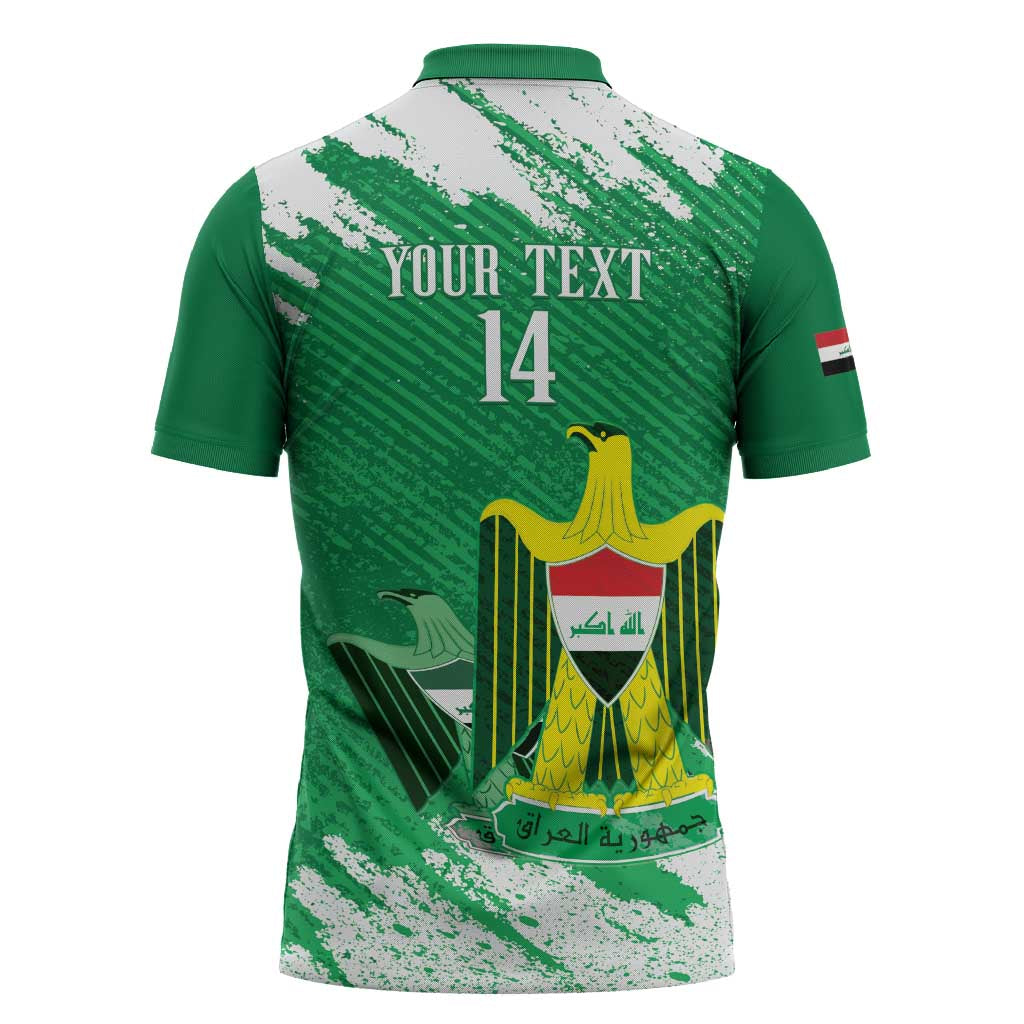 Iraq Football Custom Zipper Polo Shirt Come On Lions of Mesopotamia