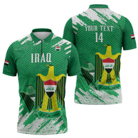 Iraq Football Custom Zipper Polo Shirt Come On Lions of Mesopotamia