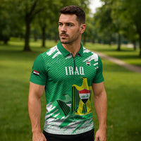 Iraq Football Custom Zipper Polo Shirt Come On Lions of Mesopotamia