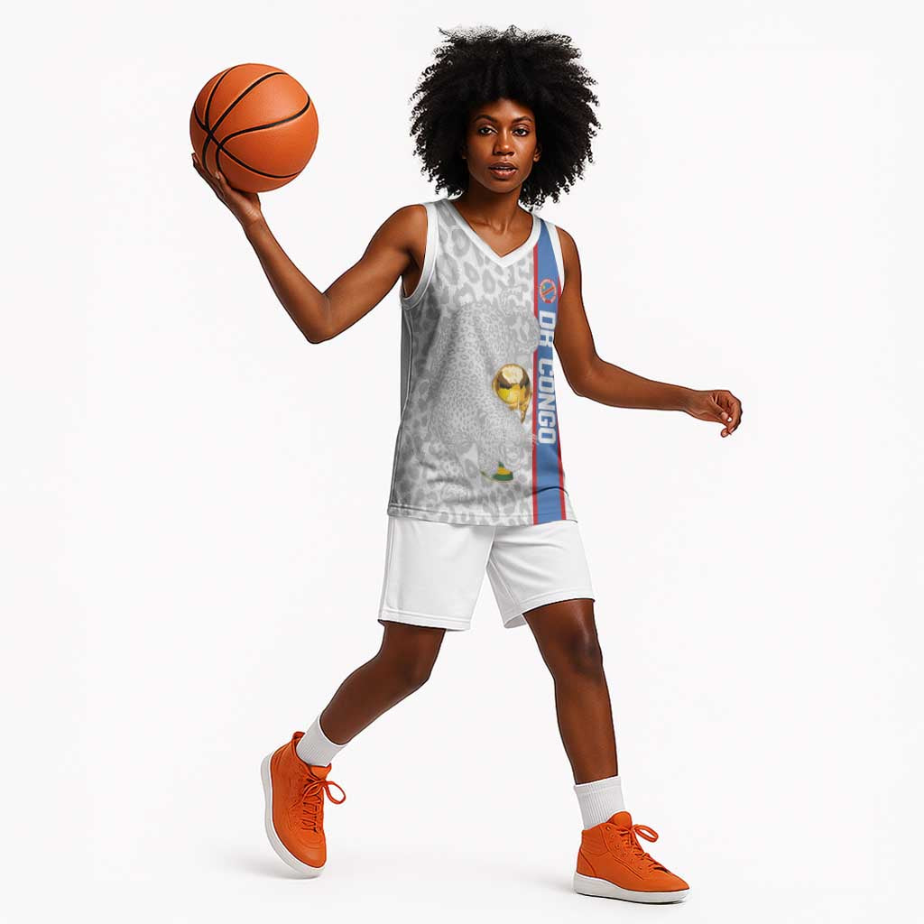 DR Congo Football Custom Basketball Jersey Come On Leopards White Color