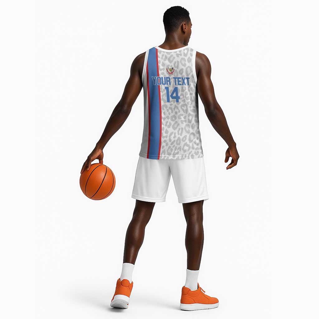 DR Congo Football Custom Basketball Jersey Come On Leopards White Color