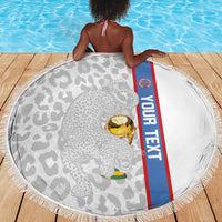 DR Congo Football Custom Beach Blanket Come On Leopards White Color