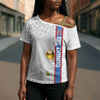 DR Congo Football Custom Cross Shoulder Shirt Come On Leopards White Color