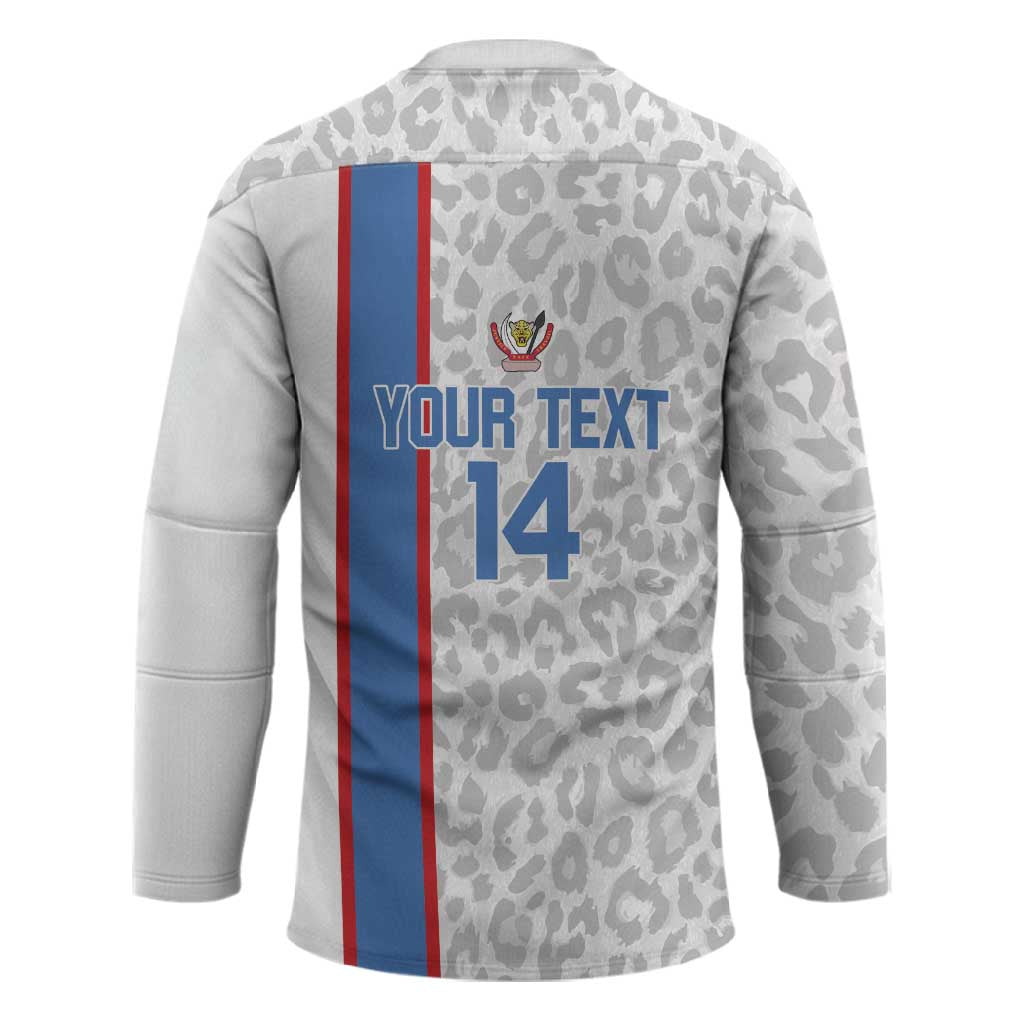 DR Congo Football Custom Hockey Jersey Come On Leopards White Color