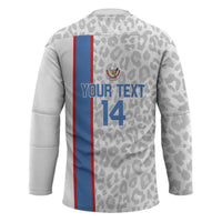 DR Congo Football Custom Hockey Jersey Come On Leopards White Color