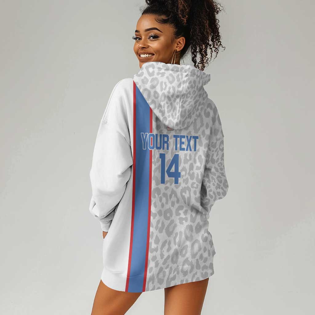DR Congo Football Custom Hoodie Dress Come On Leopards White Color