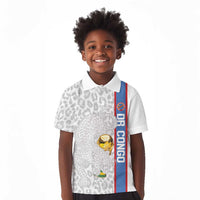 DR Congo Football Custom Kid Polo Shirt Come On Leopards White Color