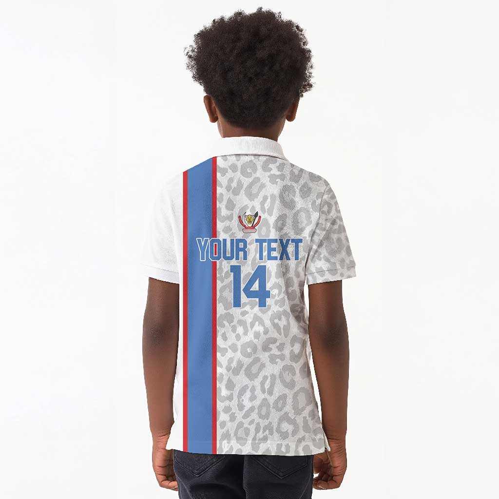 DR Congo Football Custom Kid Polo Shirt Come On Leopards White Color