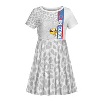 DR Congo Football Custom Kid Short Sleeve Dress Come On Leopards White Color